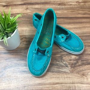 Youth Sperry Top Siders turquoise glitter